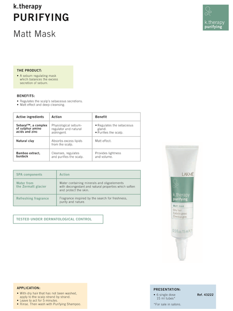 Lakme k.therapy Purifying Matt Mask 6 x 15ml