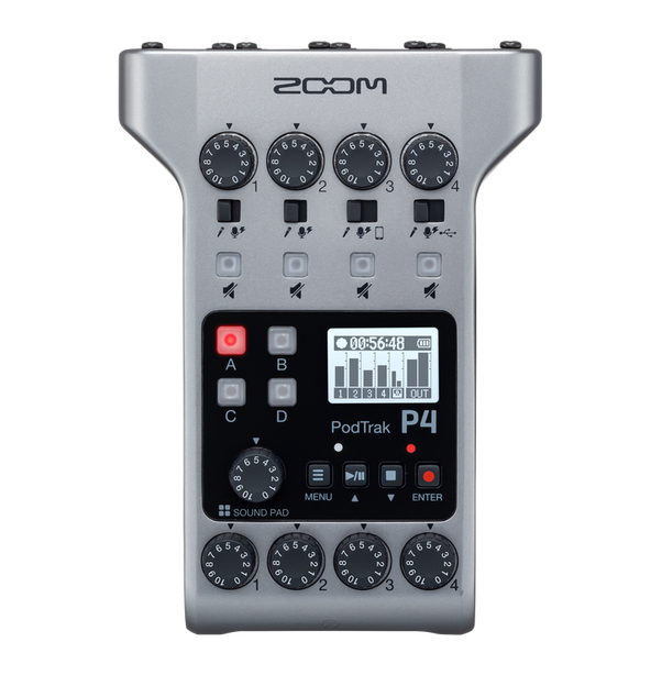 Zoom PodTrak P4 4-input Portable Ultimate Recorder for Podcasting