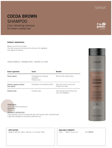 Lakme Teknia Rrefresh Cocoa Brown Shampoo 300ml