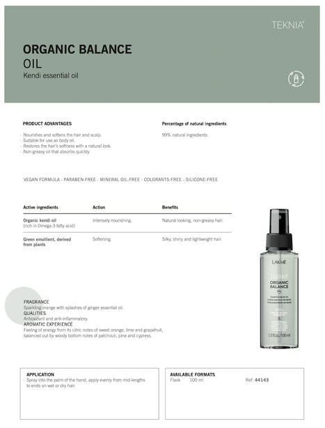 Lakme Teknia Organic Balance Oil 100ml
