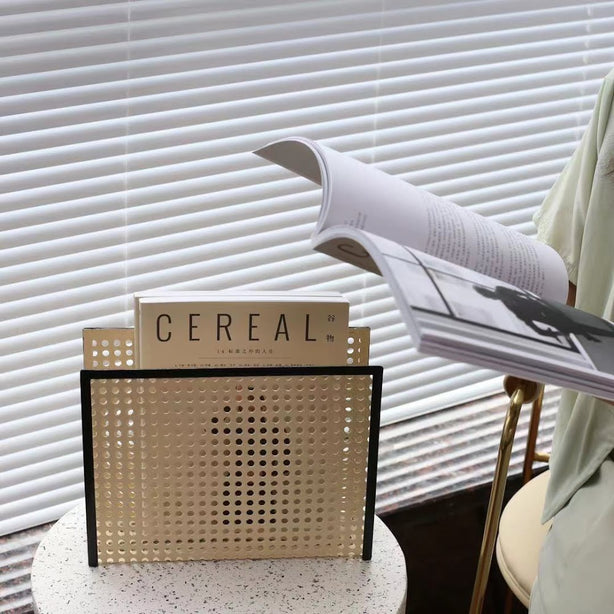 Rattan style magazine holder