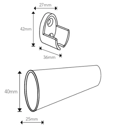KKPL Ovale Black / silver Hanging Rod (wardrobe)