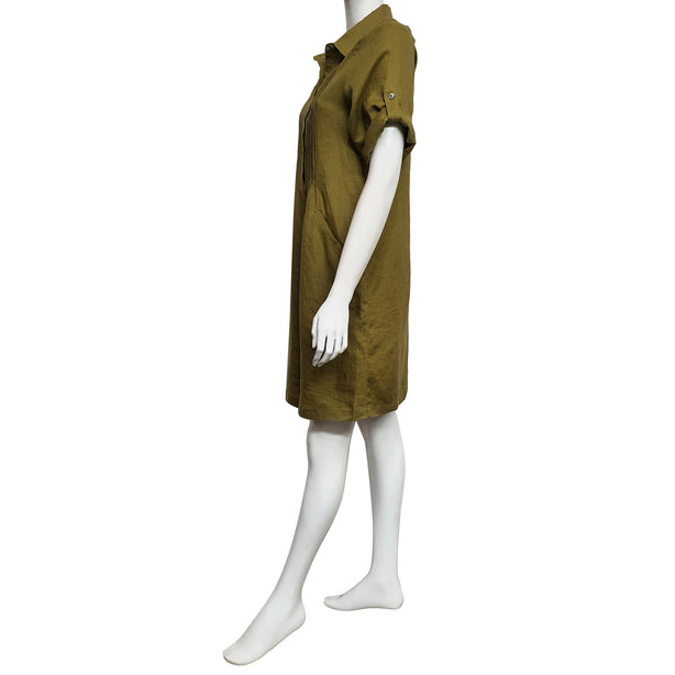 Anne Kelly Line Shirt dress in Olive