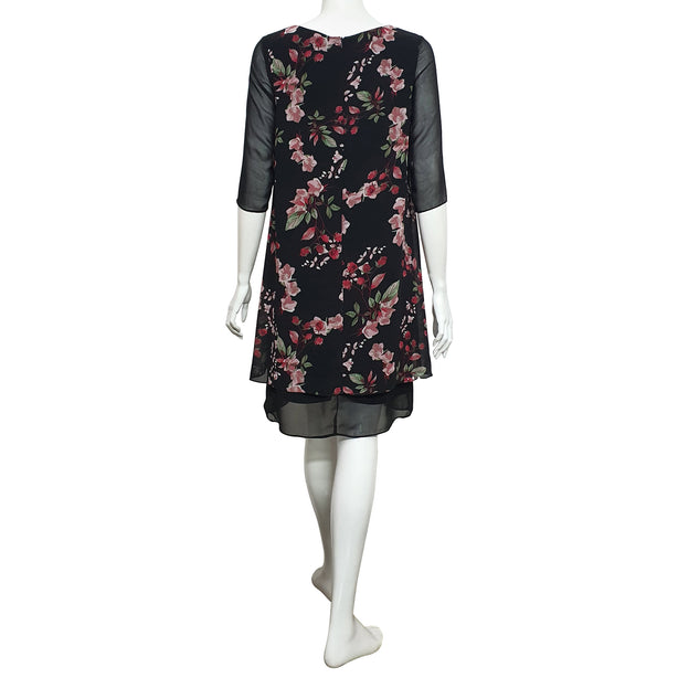 Joan Allen Floral Chiffon Dress in Carbon