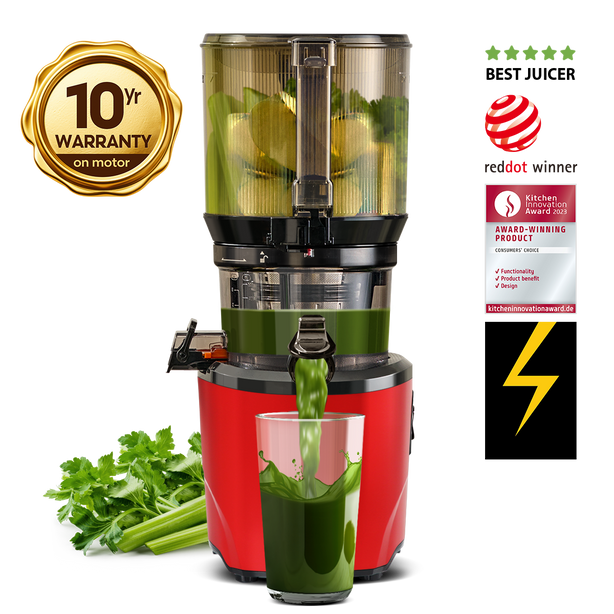 Kuvings AUTO 10 Hands-Free Cold Press Slow Juicer (Red)