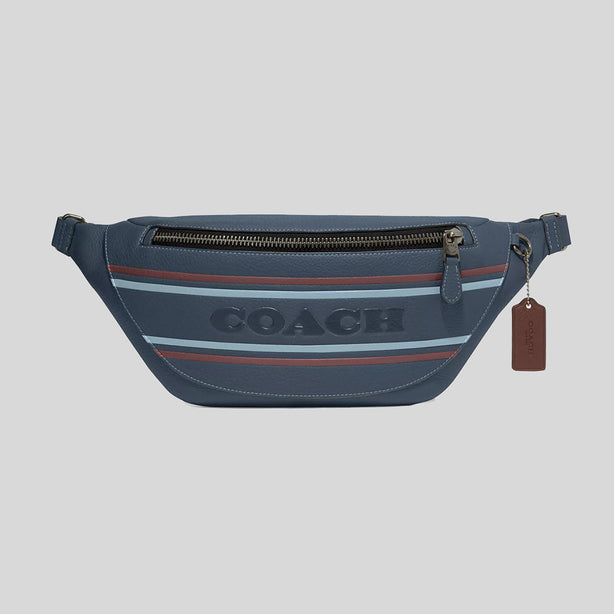 COACH Warren Belt Bag With Coach Stripe Gunmetal/Denim Multi RS-CH000