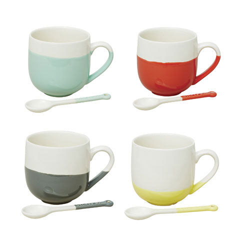 Jamie Oliverdipped Mugs W/Spoon 4Pcs/Set