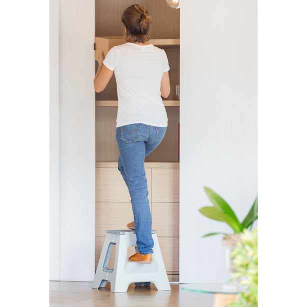 Vigar Compact 2-step Foldable Grey Stool 40cm