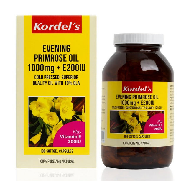 Kordel’s Evening Primrose Oil 1000 mg + E200 IU C180 ( Expiry 11/2026)