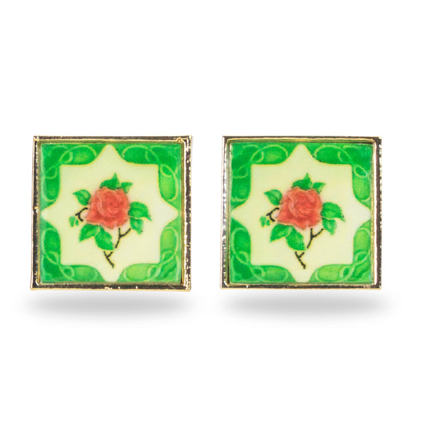 [Rare Bird Collection] Peranakan Tile Stud - Emerald