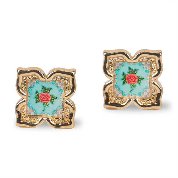[Rare Bird Collection] Peranakan Floral Stud - Turquoise