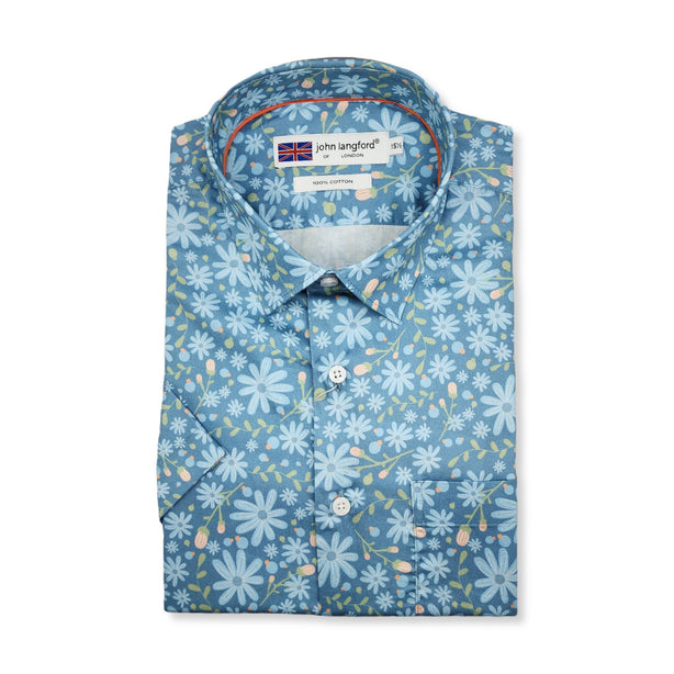 John Langford Sateen Weave Digital Print Short Sleeve Shirt (Y9)