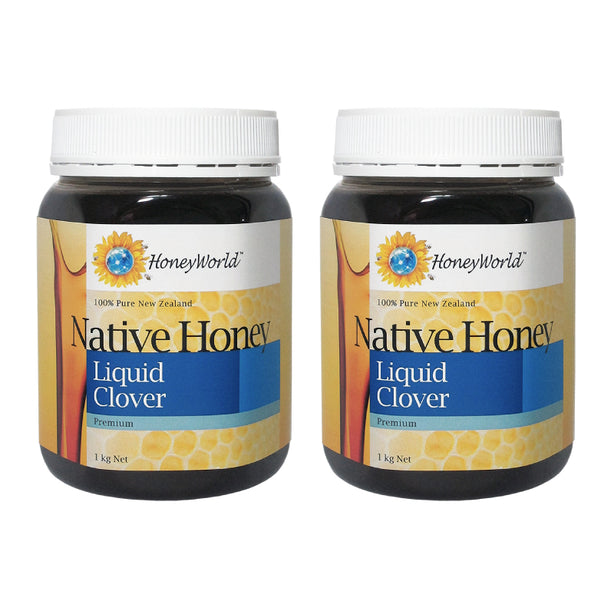 HoneyWorld Liquid Clover Honey 1kg (Bundle of 2)