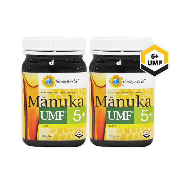 HoneyWorld Raw Manuka Honey UMF 5+ 500g (Bundle of 2)