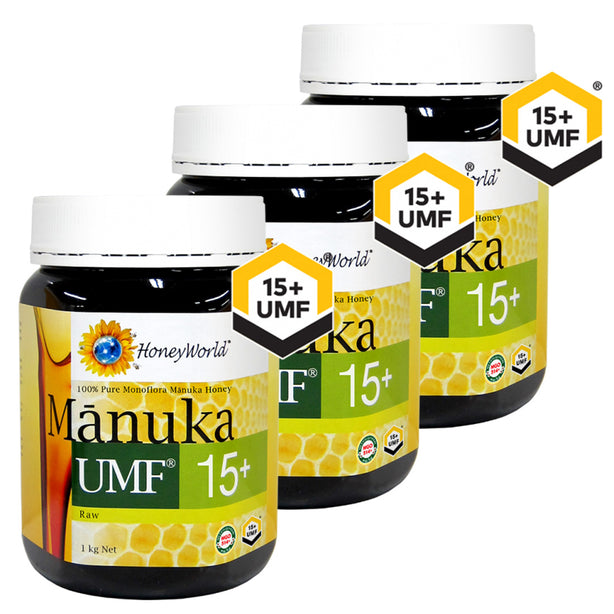 HoneyWorld Raw Manuka UMF 15+ 1kg (Bundle of 3)