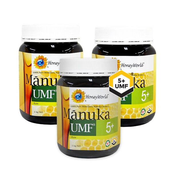 HoneyWorld Raw Manuka UMF 5+ 1kg (Bundle of 3)
