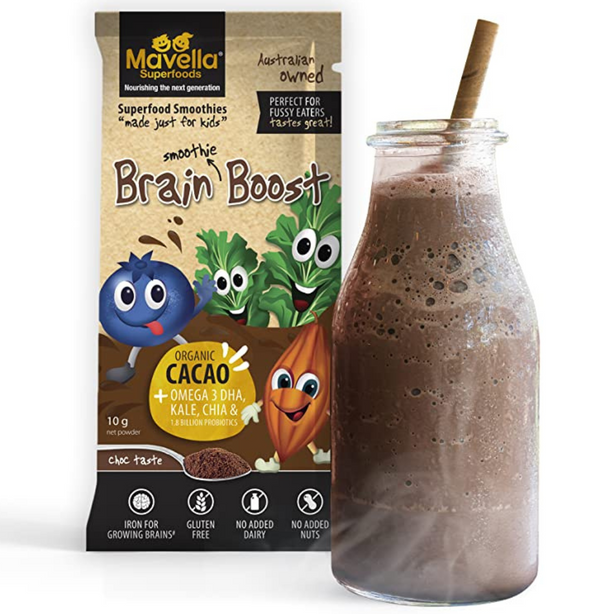 Mavella Superfoods Brain Boost Smoothie Powder, 10g sachets x 14 handy pack Kids Superfood Brain Booster