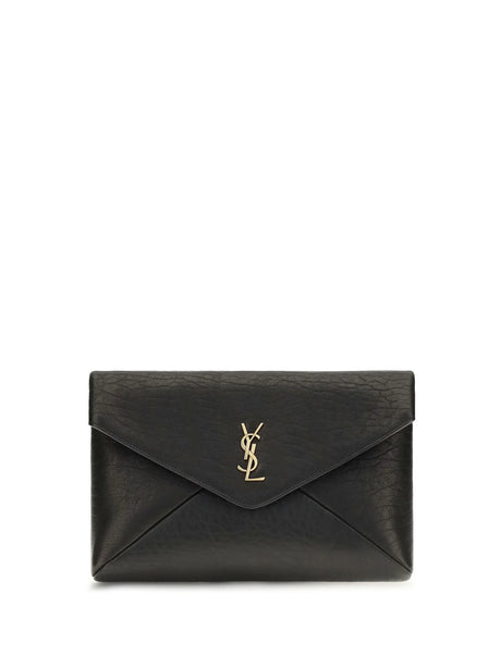 Saint Laurent Envelope leather Clutch - Black