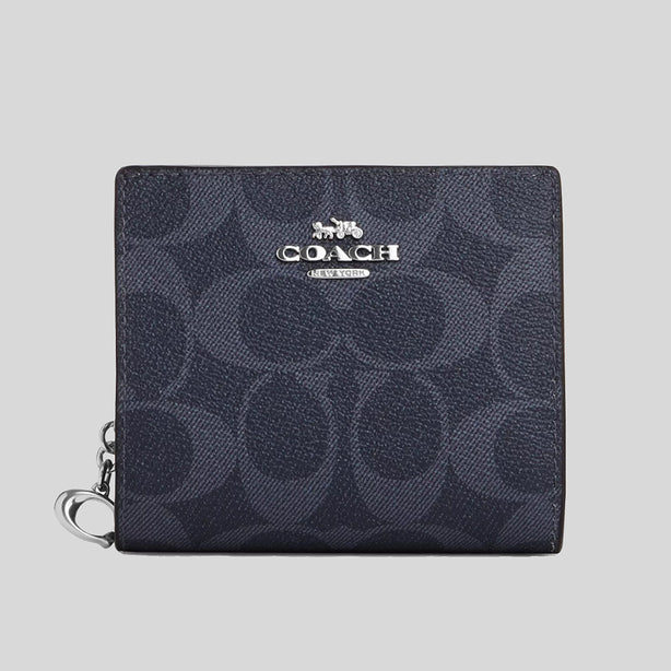 COACH Snap Wallet In Signature Canvas Silver/Denim RS-C3309