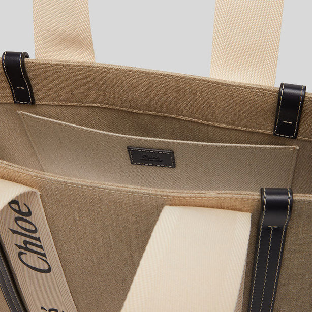 CHLOE Woody Medium Tote Bag White Blue RS-CHC22AS383I2691J