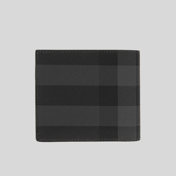BURBERRY Men's Reg CC Charcoal Check Canvas Bifold Wallet Charcoal RS-8070273