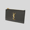 SAINT LAURENT YSL 2 Tone Logo Zipped Card Case In Smooth Leather Black RS-611558