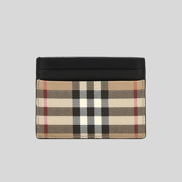 BURBERRY SANDONVintage Check And Leather Card Case Archive Beige/Black RS-8084175