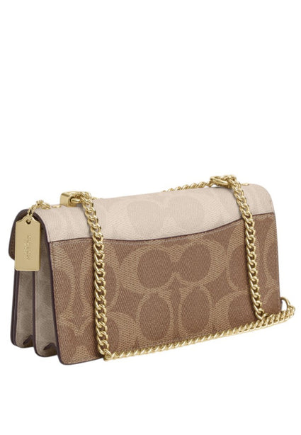 Coach Klare Envelope Crossbody Bag In Blocked Signature Canvas - Sand/Tan
