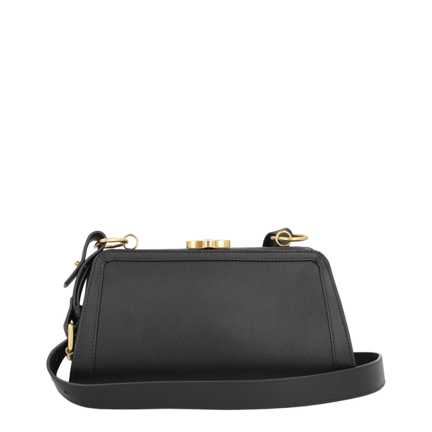 Ascot Cow Leather Frame Bag - Black