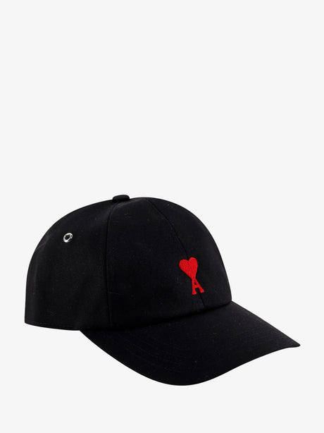Ami Paris Cotton hat with embroidered logo on the front - Noir