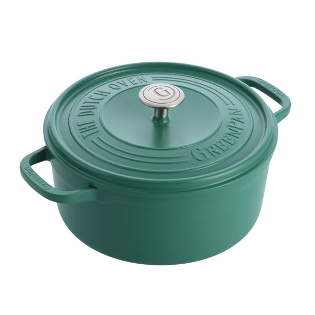 GreenPan Featherweights 28cm Ceramic Non-stick Casserole Pot with Lid, Artichoke Green [PFAS FREE]