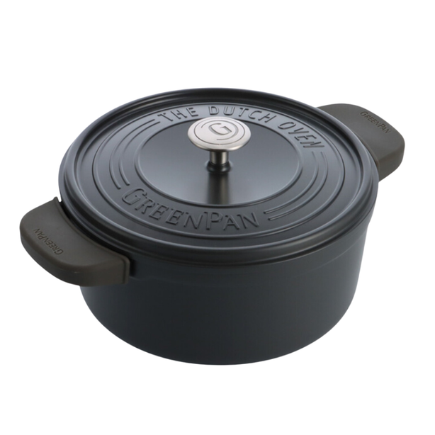GreenPan Featherweights 24cm Ceramic Non-stick Casserole Pot with Lid, Black [PFAS FREE]