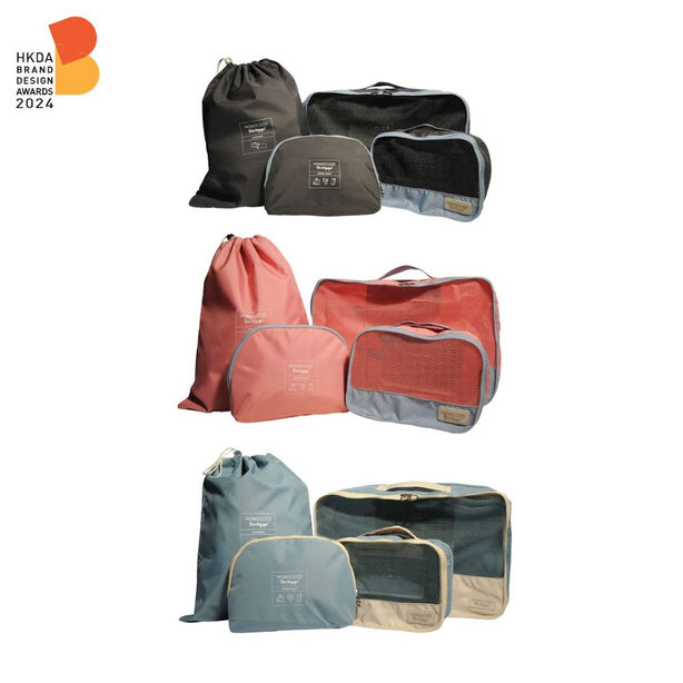 Monocozzi Bon Voyage | Travel Bags 4 in 1 Set ( Small Apparel Bag, Large Apparel Bag, Shoes Bag, Zipper Pouch)