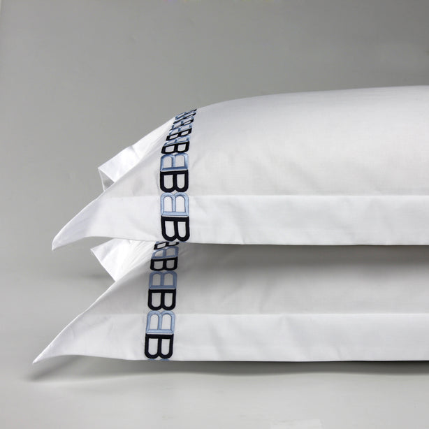 Bellami Monti 100% Egyptian Cotton 1200TC Bundle Set – White/Navy Blue