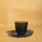 HUSKEE Cups 3oz Cup with Saucer Set of 2 Smoke
