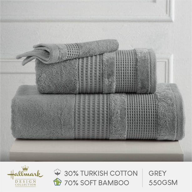Hallmark Bamboo Cotton Turkish Jacquard Border Towel