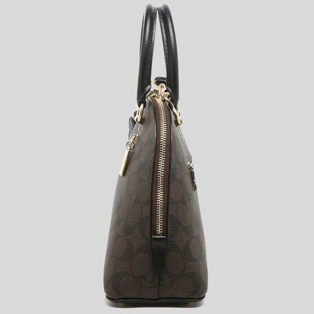 Coach Katy Satchel In Signature Canvas Brown Black RS-2558