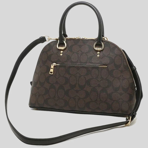 Coach Katy Satchel In Signature Canvas Brown Black RS-2558