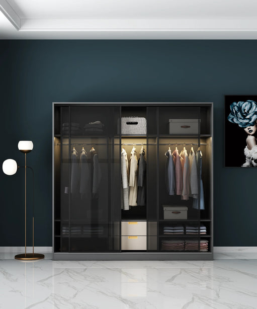 KLASY Designer Tempered Glass Sliding Wardrobe