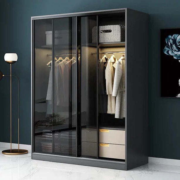 KLASY Designer Tempered Glass Sliding Wardrobe