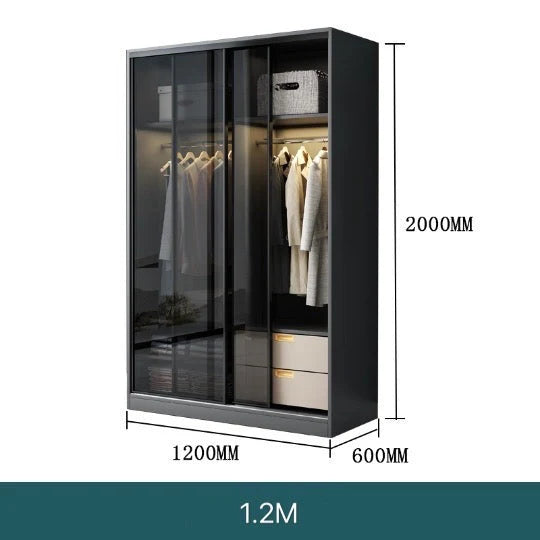 KLASY Designer Tempered Glass Sliding Wardrobe