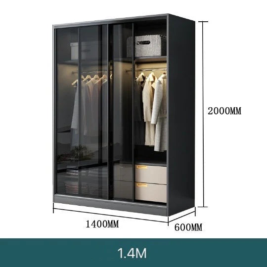 KLASY Designer Tempered Glass Sliding Wardrobe