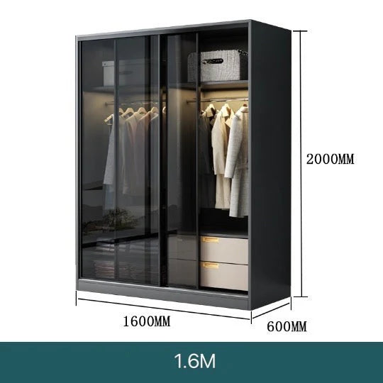 KLASY Designer Tempered Glass Sliding Wardrobe
