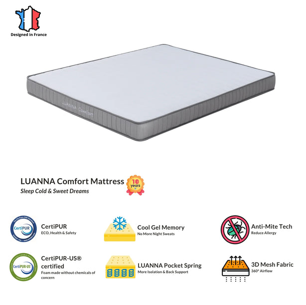 LUANNA Comfort Plus Tight Top Cool Gel Memory Anti-Mite Hybrid Mattress