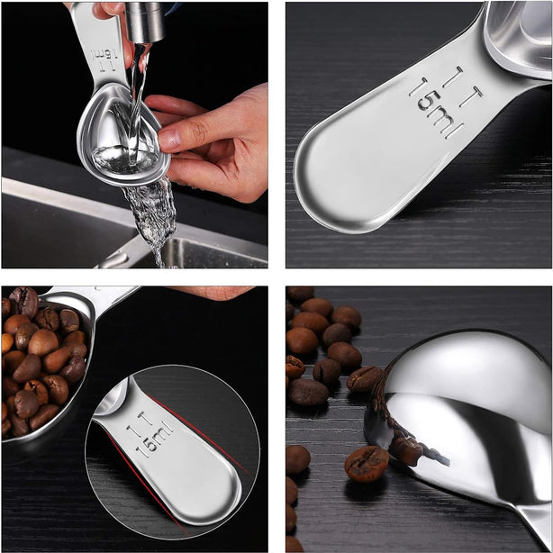 StitchesandTweed Coffee Scoop, Pack of 2 Stainless Steel 1 / 2 Tablespoon Coffee Scoop