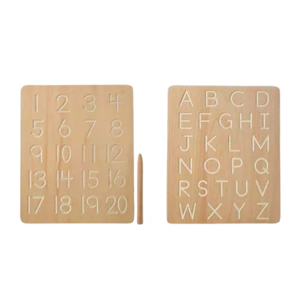 StitchesandTweed Montessori Pre Learning Writing Tracing Alphabet Numbers Board