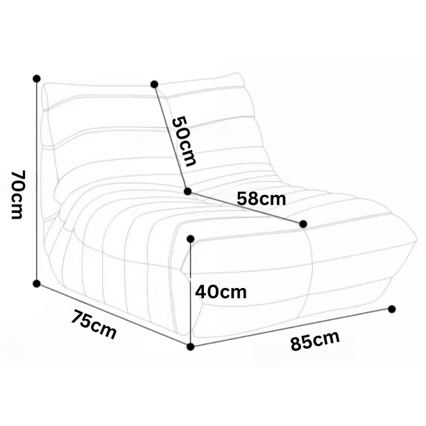 Armless Lounge Bean Bag Chair