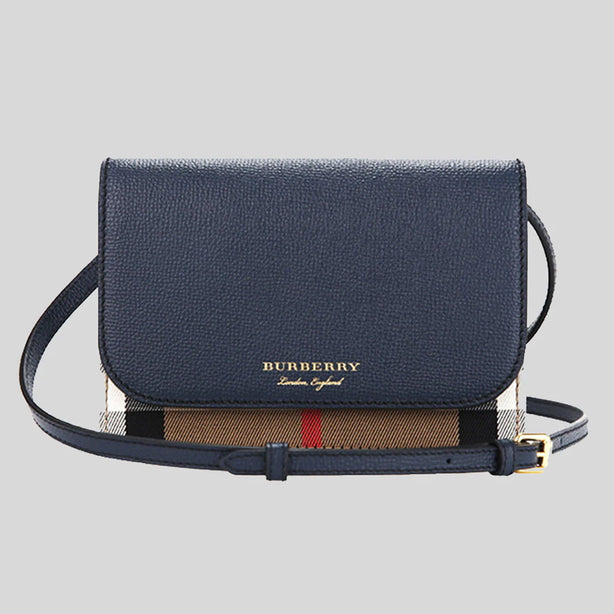 BURBERRY Hampshire House Check Crossbody Bag Ink Blue RS-8046317