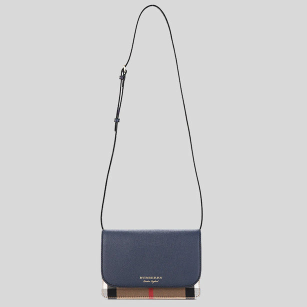 BURBERRY Hampshire House Check Crossbody Bag Ink Blue RS-8046317