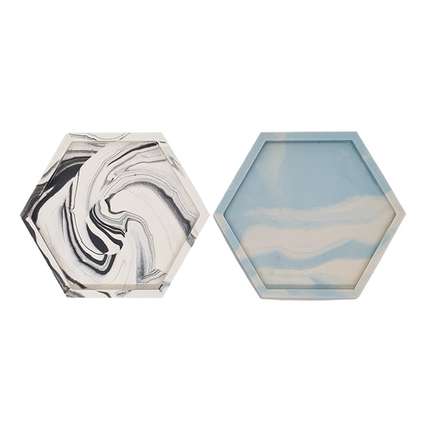 Jojomama Jesmo Marbelized Hexa Coaster Set of 2